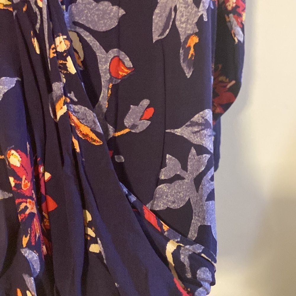 Lucky Brand, Purple Floral, Wrap, Long Sleeve, Blouse, Size S, EUC - Picture 4 of 10
